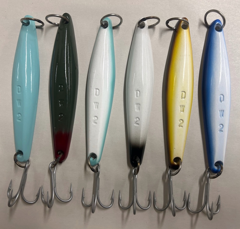 Set of 6 Tuna Flasher Lures, Rigged with 150 lb  